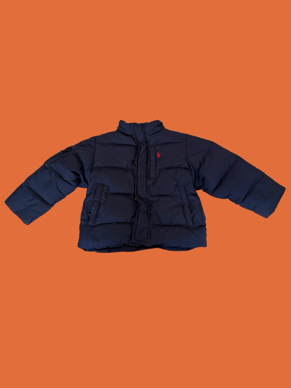 Ralph Lauren Dark Blue Puffer Coat with Red Pony